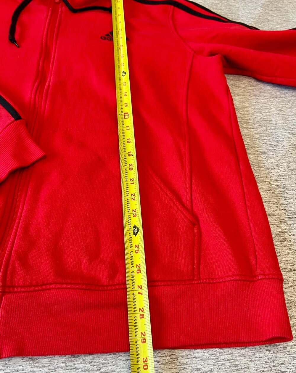 adidas Essentials 3-Stripes Fleece Hoodie - Red - Picture 5 of 9